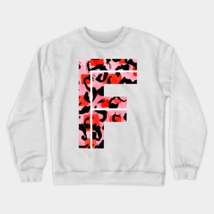 Letter F Watercolour Leopard Print Alphabet Red Crewneck Sweatshirt